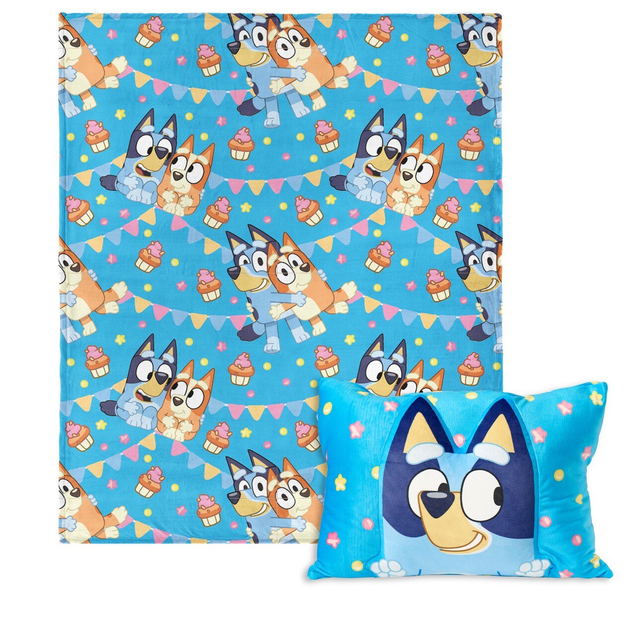 Bluey Party Pups Silk Touch Throw Blanket 50X60 inches with Plush Pocket Pillow 14X20 inches
